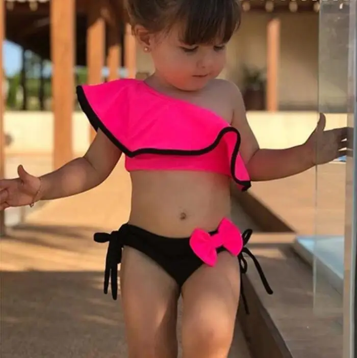 

2019 Baby Kids Girl Two Piece Swimsuit Summer Child Swimwear For Water Sports Bikini Swim Dress Beach Bathing Costume, As shown