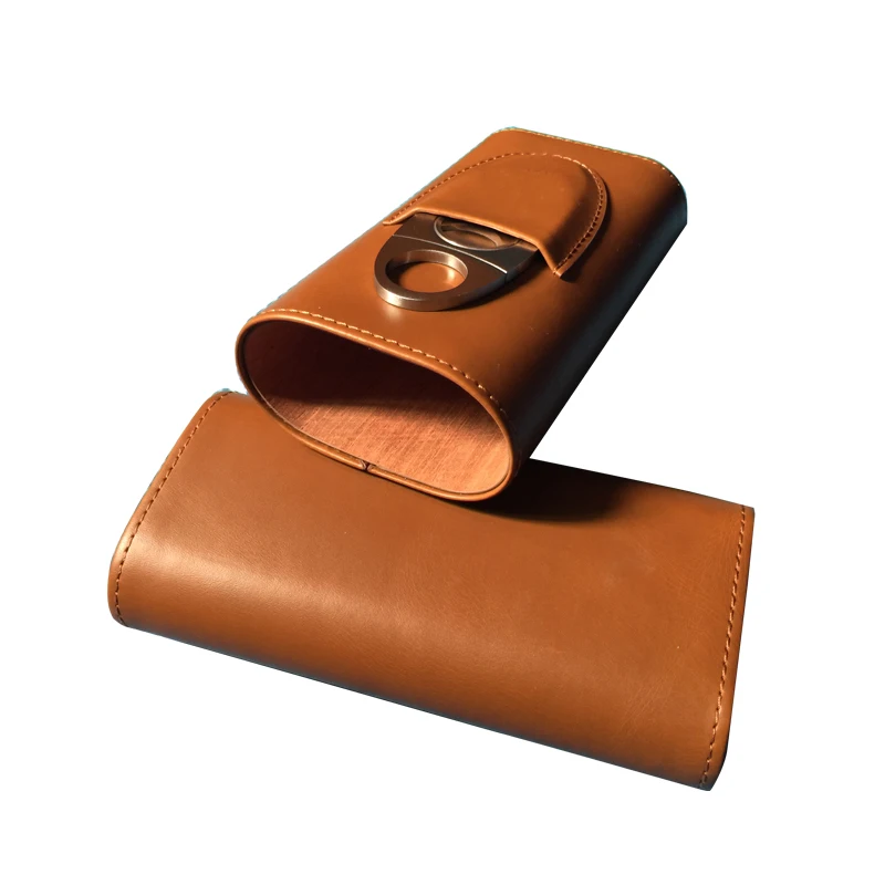 
Leather Travel Cigar Case Humidor With Cigar Cutter Genuine Leather Cigar Case 