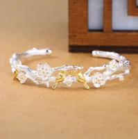 

925 silver fashion fresh and temperament sliver bird animal plum flower shape bracelet women