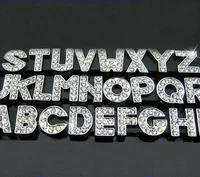 

High quality metal zinc alloy silver 8mm rhinestone slide bracelet ornament letter