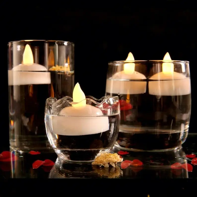 2020 New Product Water Floating Led Candles With White Flame Battery Led Tea Light