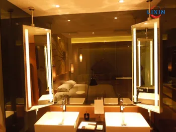 Ceiling Hanging Vanity Hotel Bathroom Led Illuminous Mirror With Ceiling Hanging Vanity Hotel Bathroom Led Illuminous Mirror With Antifog Flims