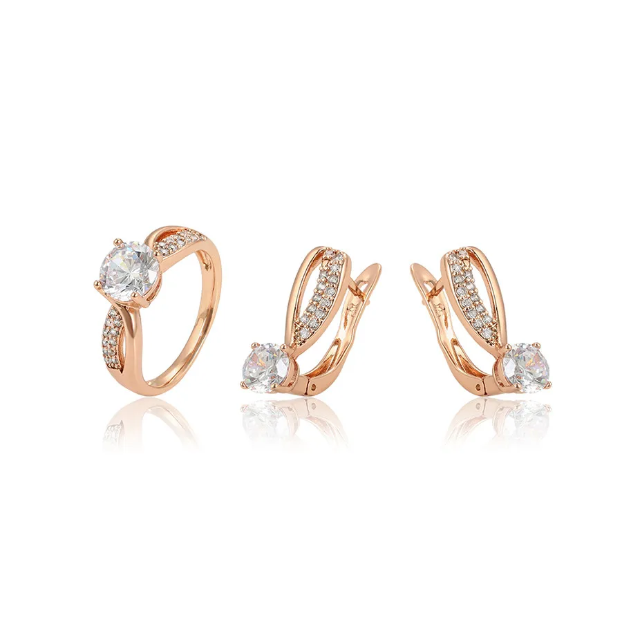 

64984 Xuping rose gold earring and ring set for sale, N/a