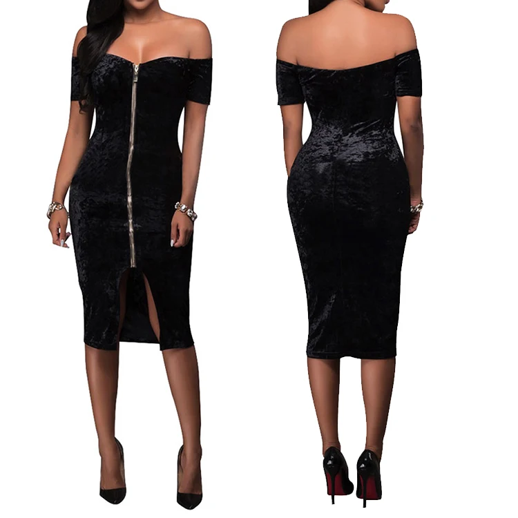 

Off Shoulder Sleeveless Mini Pencil Black Bandage Dress 2017