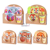 

eco-friendly children tableware cute cartoon design kids bamboo fiber cutlery set