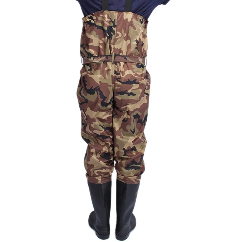 

Fulljion nylon PVC coat water proof men's chest camowaders Fishing Waders, Camo with black boots;camo with green boots