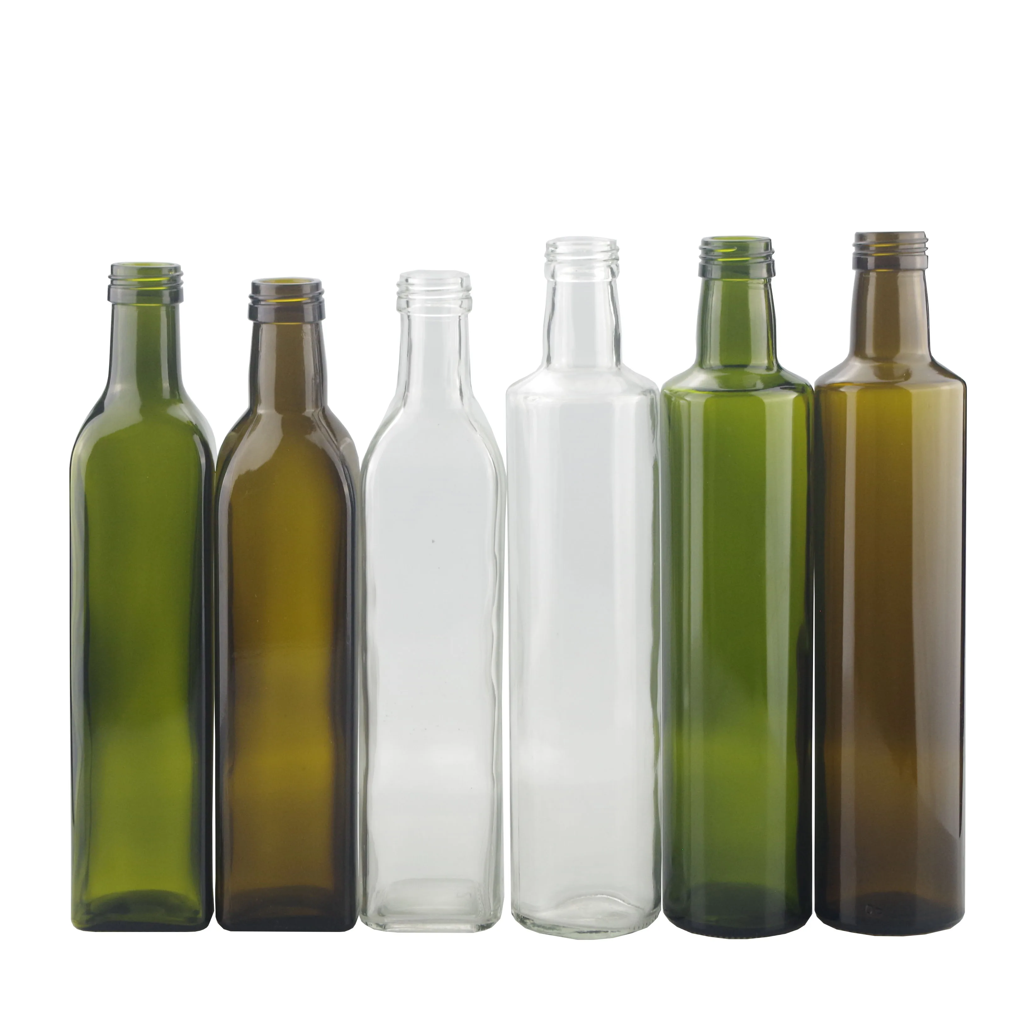 Oil Glass Bottle 250ml 500ml 750ml 1000ml Round And Square Green Clear 