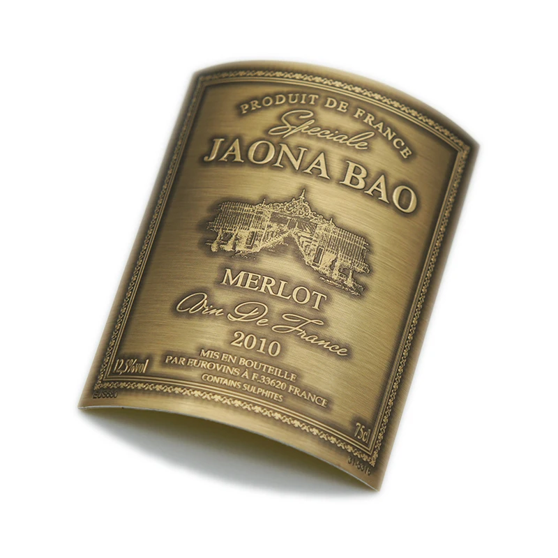 Custom Wine Bottle Logo Private Self Adhesive Label Metal Stickers