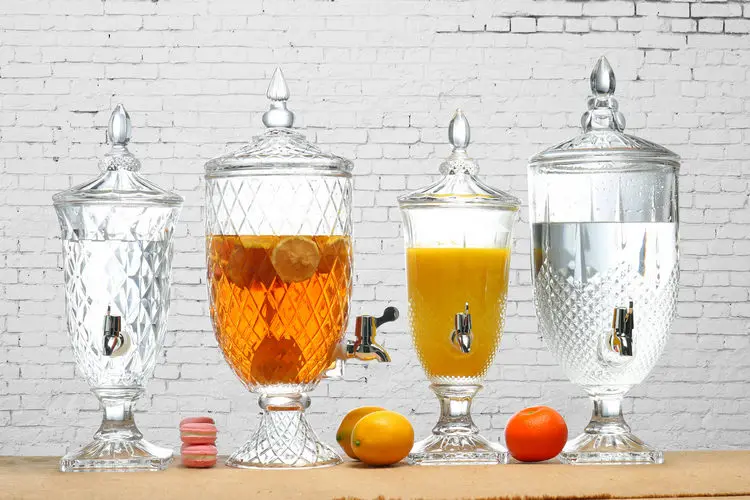 1gallon Vintage Footed Glass Beverage Drink Dispenser For Water Iced