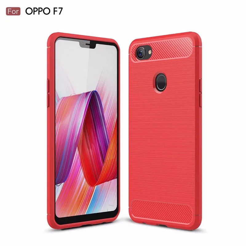 New Arrival Carbon Fiber Tpu case For OPPO F7 brushed tpu soft cover For OPPO F7