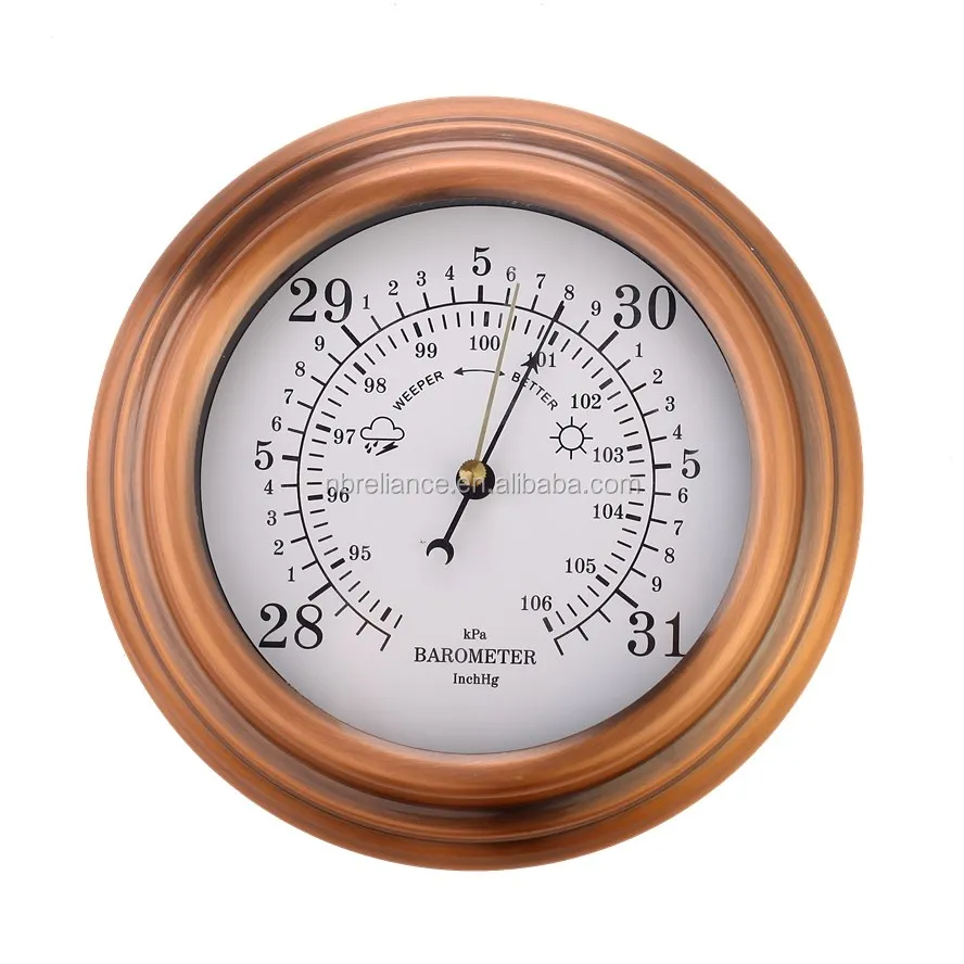 Stainless Steel Outdoor Custom Clock & Thermometer Hygrometer Combo Round Weather Station Wall
