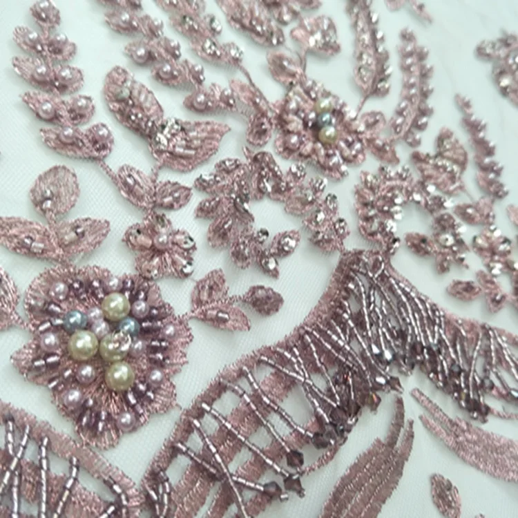 

wholesale heavy mesh embroidery beads lace fabric