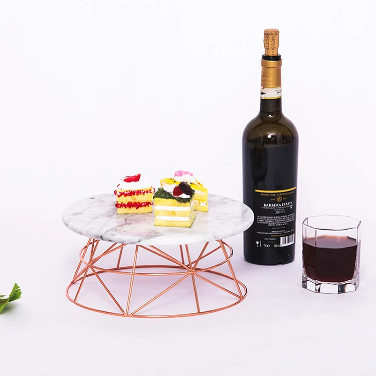 

Top selling 2021 hot metal bracket marble circular cake tray / wedding cake stand, White