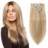 

stock 20" 22" 24" 80g 120g 160g 220g 260g 280g 320g double drawn clip in hair extensions for white women