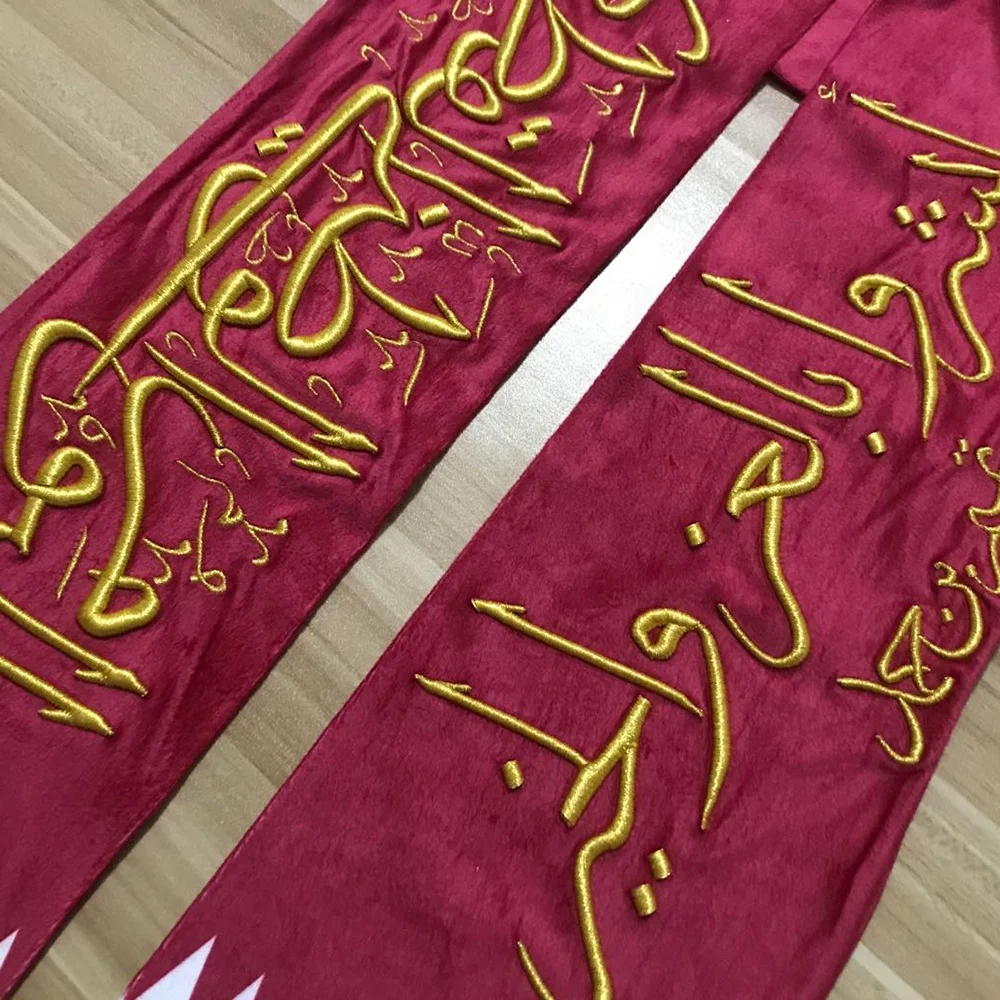 Customize Fleece Printed And Embroidery Flag Scarf With Tassels