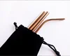 304 metal colorful titanium stainless steel straw set with cleaning brush bar and wine accessories