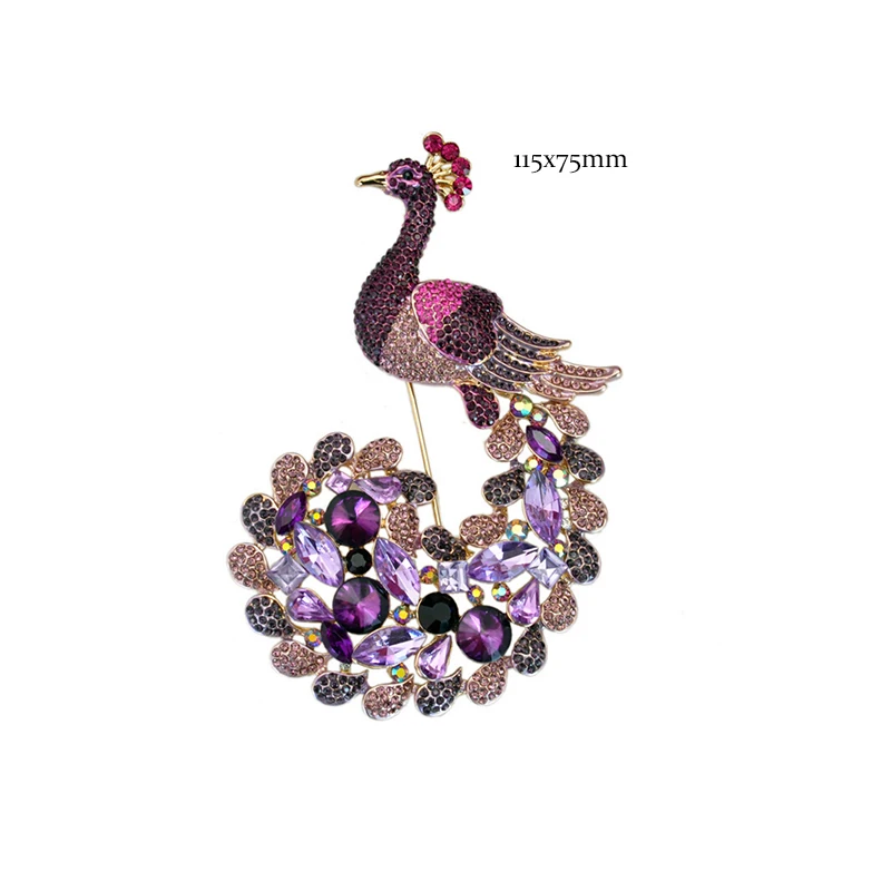 

Art Nouveau Peacock Brooch Vintage Crystal Rhinestone Jewelry Animals