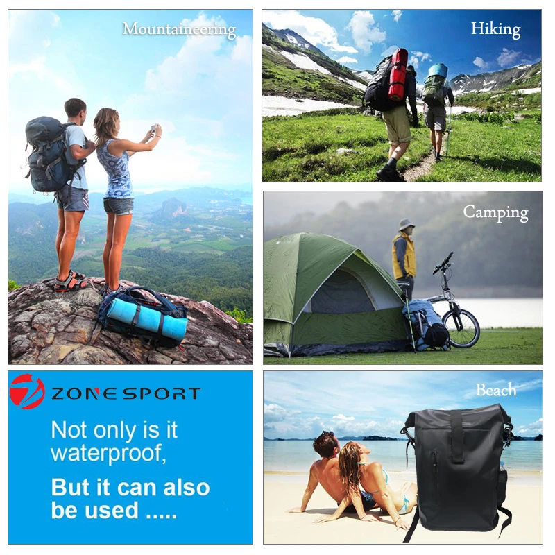 China Manufacturer Waterproof PVC Tarpaulin Backpack For Hiking Travelling