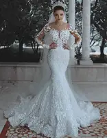 

ZH0923G 2019 Scoop Arabic Mermaid Wedding Dress Long Sleeves Applique Beaded Middle East Bridal Wedding Gowns Bride Dresses