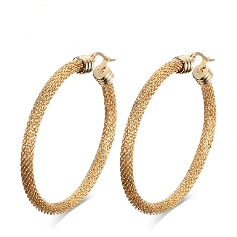

Ladies Jewelry For Women High Quality Trendy Fashion 18K Gold Titanium Stainless Steel Big Round Hoop Earrings