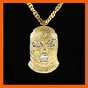 LT JEWELRY 2017 MEN WOMEN CRYSTAL AGAINST ANTI-TERRORISM HEADGEAR NECKLACES PENDANTS GOLDEN CSGO MASK CHAIN BLING GIFTS