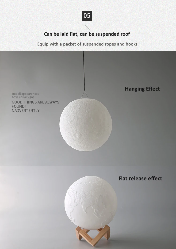 16 colors RGB Remote control romantic 3D print LED luminous full moon light decorative lamp night light