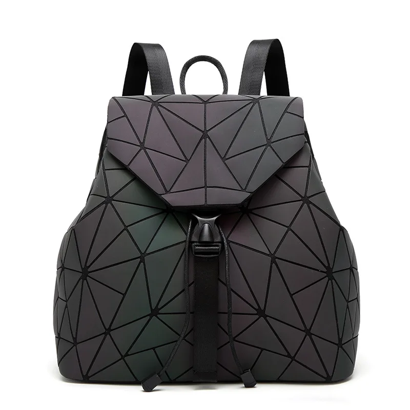 

Hot sale fashion lady backpacks reflective bags custom back pack women foldable backpack geometric bag luminous backpack, Black,blue,sliver,golden