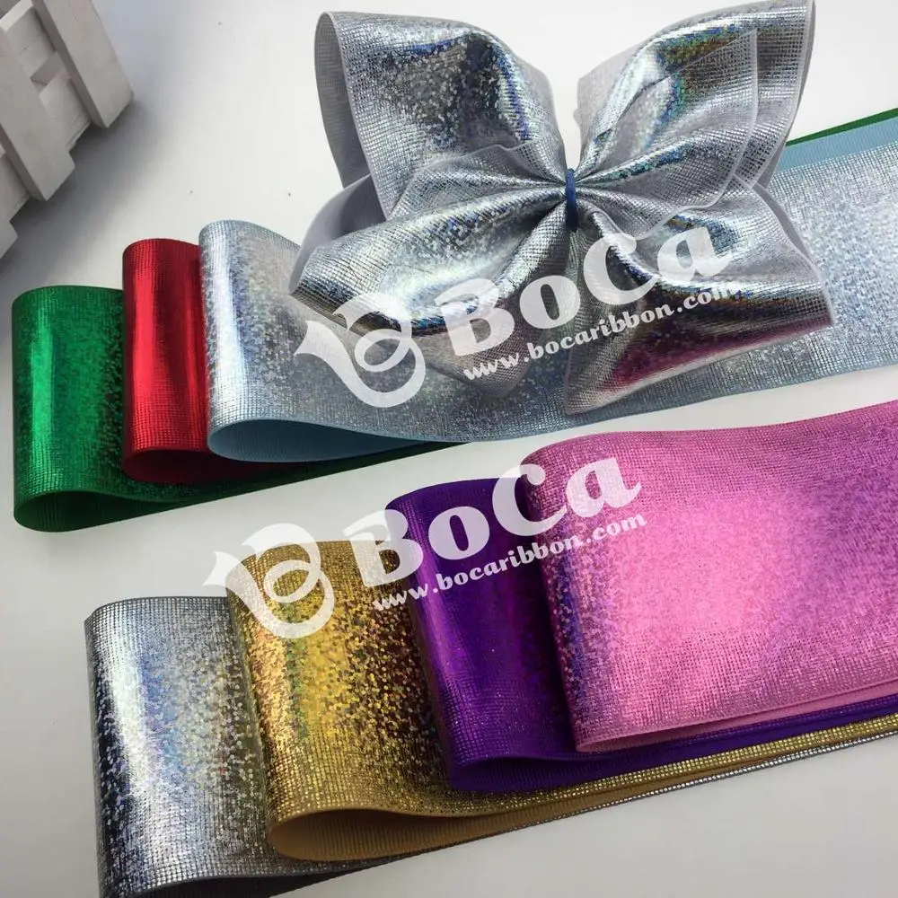 

3 inch (75mm) new ombre hologram grosgrain ribbon with many colors for choose, N/a