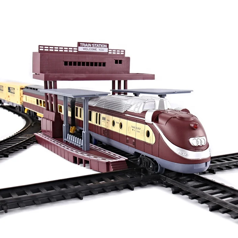 
1:87 Educational DIY Railway Station Electric Track Train Locomotive Set Toys With Light and Music for Kids 