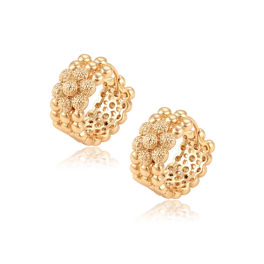 

95519 xuping fashion jewelry nickel free dazzling sunflower beaded 18k gold hoop earring