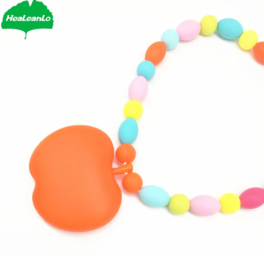 
Silicone Teething Necklace with Bead Shape Baby Teether Toddler Tooth Training Special Gift for Baby Free of FDA 