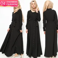 

9044# High Quality Latest Fashion Women Black Kaftan Long Sleeve Muslim Dresses For Islamic Clothing Abaya