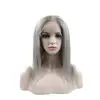 Top natura wave virgin human hair grey lace front wig,short lace front wig for small heads,10 inch brazilian hair lace front wig