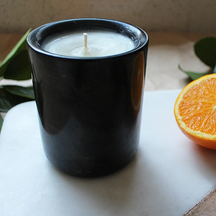 Factory Price Black Marble Stone Candle Jar With Lid Wholesale Buy