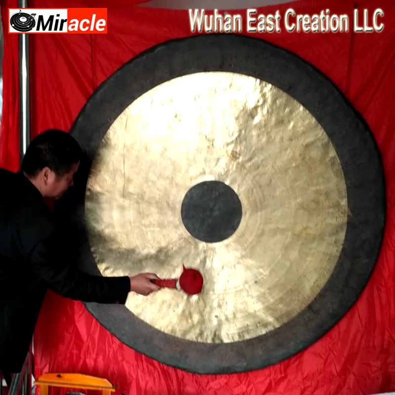 

32inch Antique Chinese musical instrument 80cm chau Gong from Wuhan manufacture, Golden / golden & black