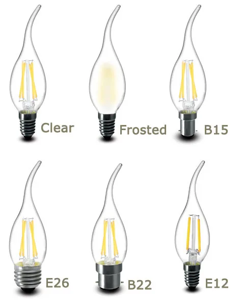 CA35 led filament candles e12