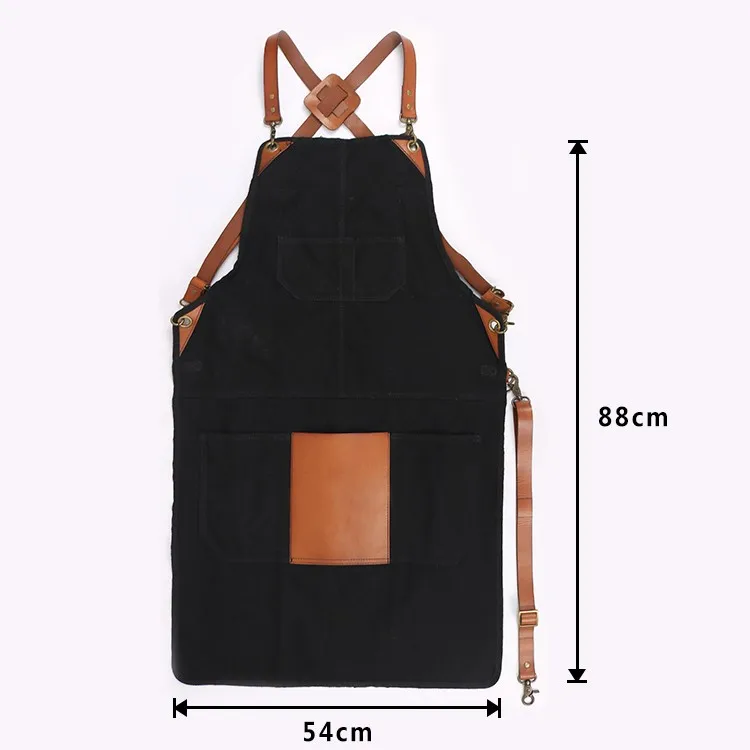 Canvas Butcher Apron With Crossback Leather Straps Buy Plain Black Apron With Pockets,Apron