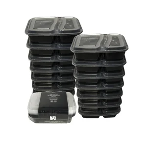 Image of Disposable plastic take away 2 compartment food container