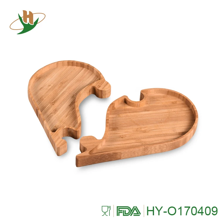 Custom Bamboo 2 Parts Heart Shaped Tray Buy Unique Serving Trays