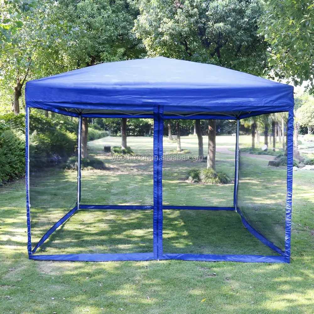 

Outdoor Easy Pop Up Canopy Screen Party Tent with Mesh Side Walls 10 x 10 ft, Blue