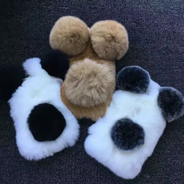 

Luxury Rabbit Fur panda Case For iPhone 6 6s 6Plus 5s 7 7plus Cute Cartoon warm fluffy Hair plush case bag Cover