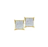 10k Yellow Gold Fancy Square Stud Earrings With Micro Pave Diamond Accents