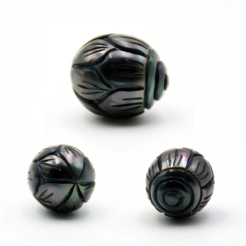 

Natural tahitian pearls wholesale latest flower carving design black pearl big loose oyster hand carved pearl jewelry, Black tahitian pearls