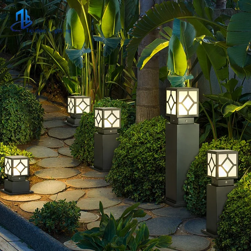 Exterior Antique Cast Aluminum Garden Led Pillar Light Buy Cast