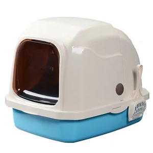 Image of Pet Cat Toilet Cat Litter Basin Fully Enclosed Toilet Training Mat Cat Hooded Litter Tray