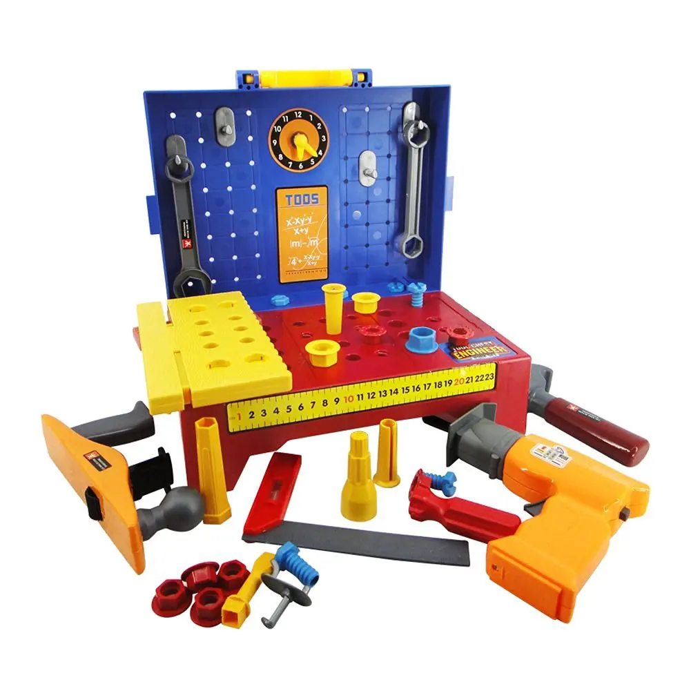 Children's Portable tool chest engineer work set,boys electric maintenance toolbox toy drill set.