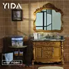 Customize OEM Luxury Floor Mount Solid Wood Antique Bathroom Mirror Vanity for Millionaire