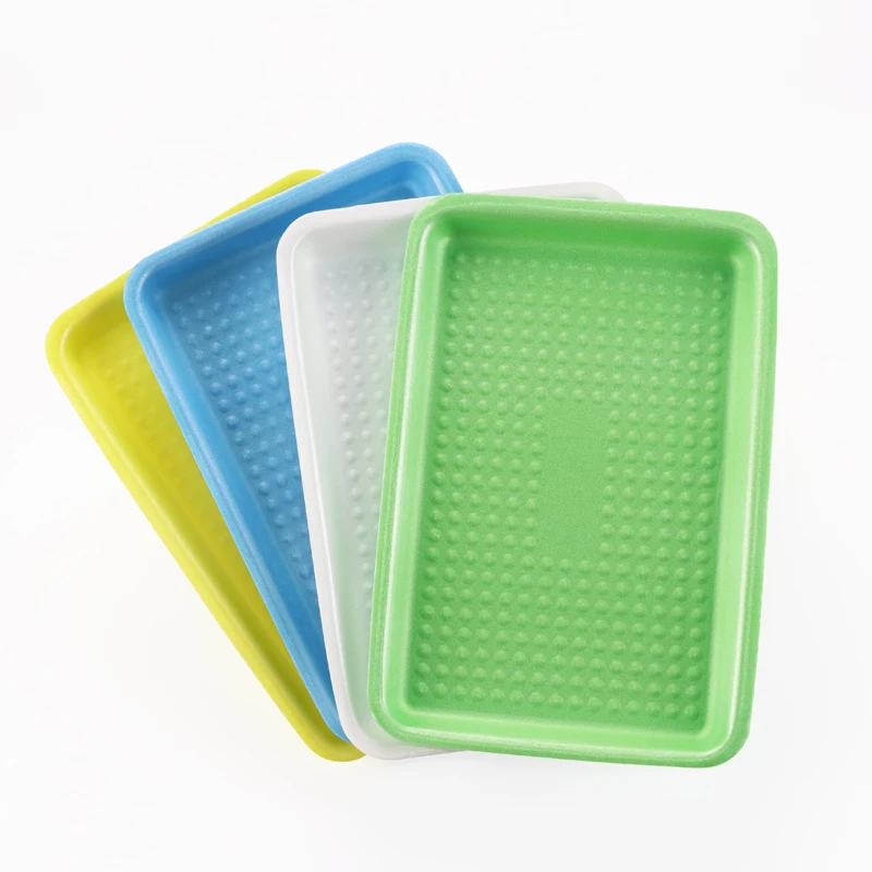 
26.2*17.8*2.3cm Eco Friendly Disposable foam tray food grade foam party plate for fruit meat BBQ etc supermarket packing 