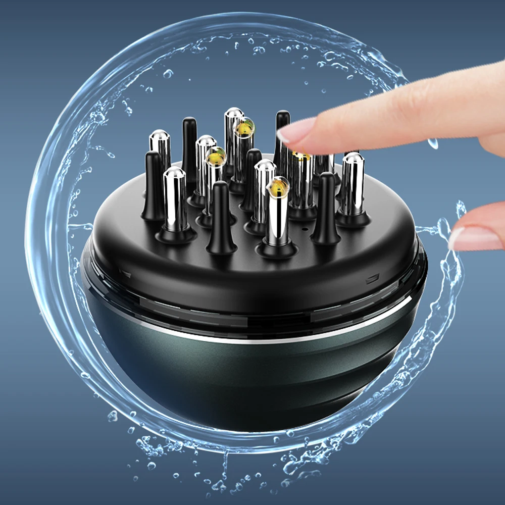 

Steel Ball Teeth Vibrating Massage Comb Make Liquid outlet Anti Hair Loss