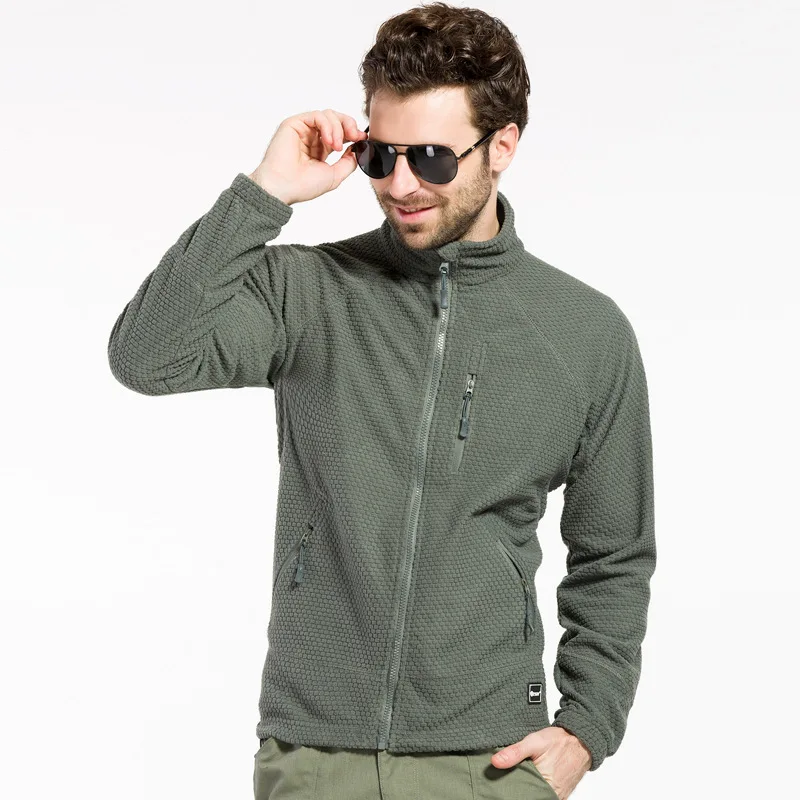 

Tactical chequered polar fleece Jacket military custom coat for men